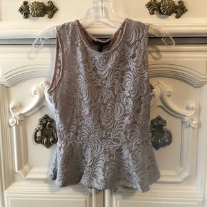 Size XXS Baby Blue Lace BCBG Peplum Top